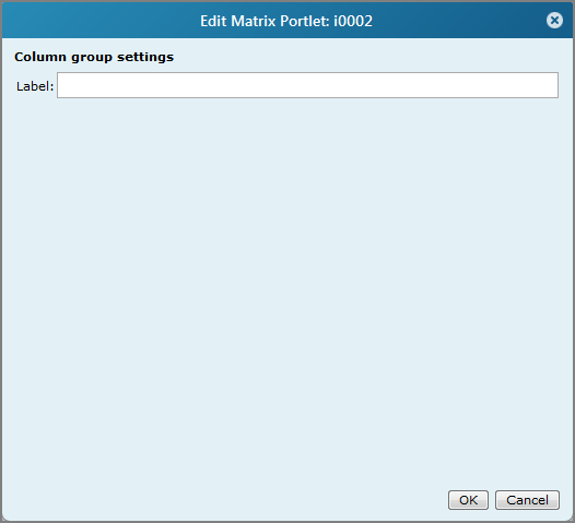 Edit matrix portlet, column group settings dialog box.