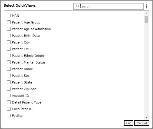 Example of an edit QuickView Portlet, settings dialog box.