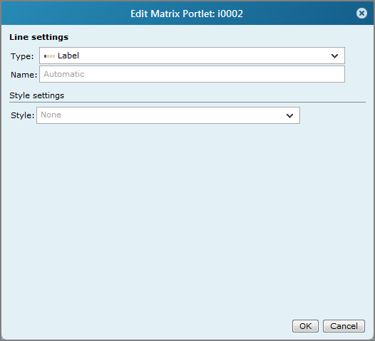 Edit matrix portlet, line settings dialog box.