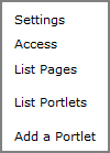 Portlet context menu.