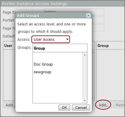 Add Groups dialog box.