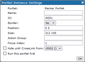Example of a portlet instance settings dialog box.