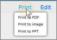 Print options that display if print to image and prtint to ppt are enabled.