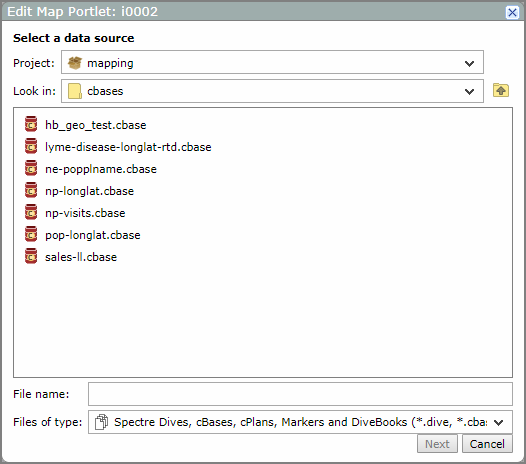 Example of a Select a data source dialog box.