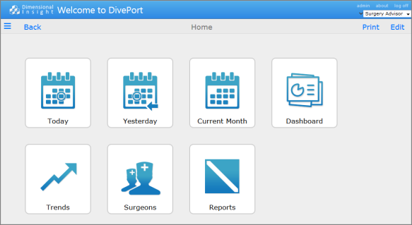 Example of a home page using the simplified interface.