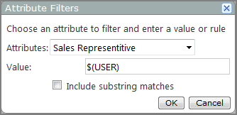Attribute Filters dialog box with a user macro.