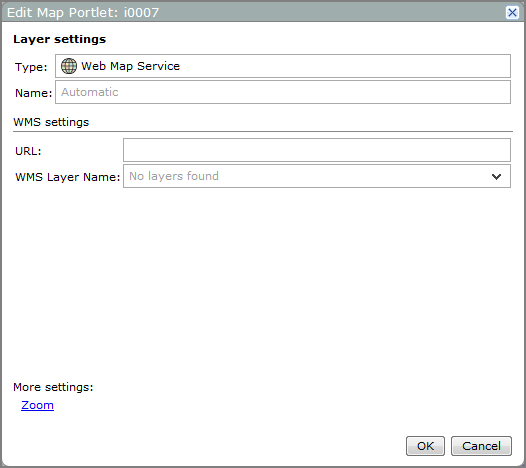 Edit map portlet, WMS layer settings dialog box.
