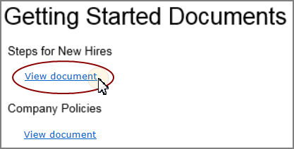 A View document link.