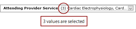 Closed QuickView list showing that three values are selected.