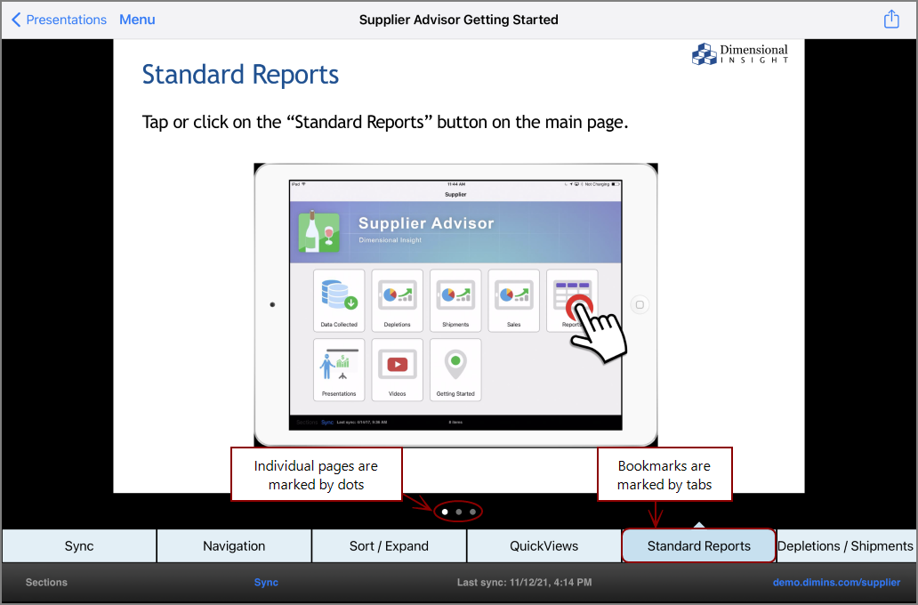 The PDF file as a presentation in DiveTab (on the iPad).