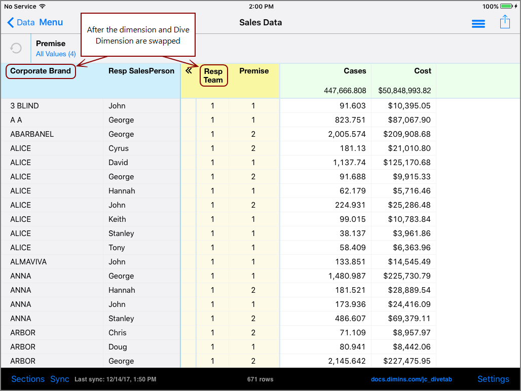 After the Dimension and Dive Dimension are swapped.