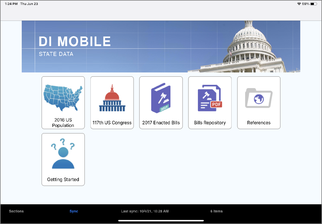 The sample data for DiveTab on the iPad.