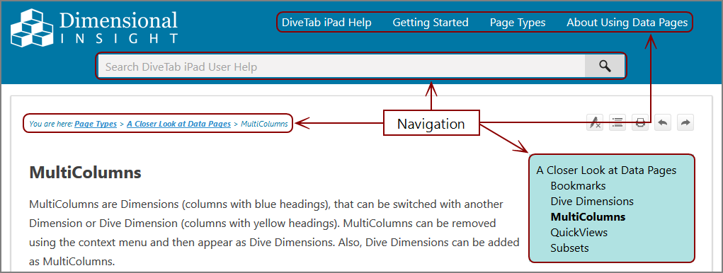 DiveTab iPad Help - full screen
