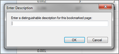 The description pop up dialog box used when creating a bookmark on the PC.
