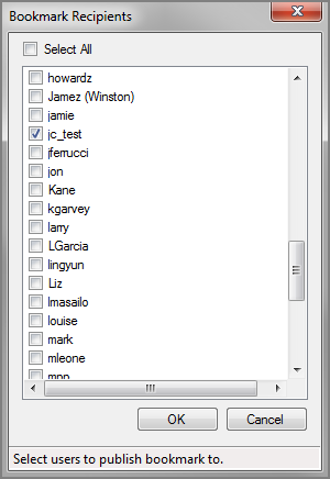 Choosing recipients of the published bookmark.
