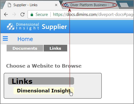 Clicking an option opens a website in a new tab.