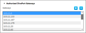 The DivePort Gateways table, located in Workbench Server Settings under the General tab.