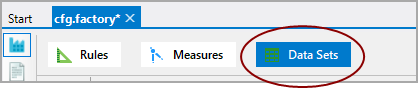 Measure Factory editor Data sets tab.