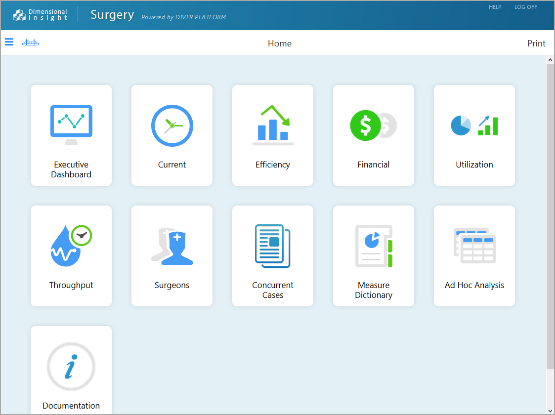 Sample Surgery Advision home page.