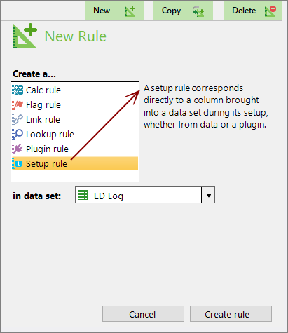 New Rule dialog box.