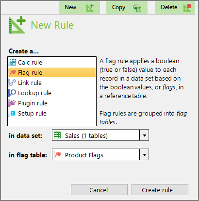 Select Flag Rule Type
