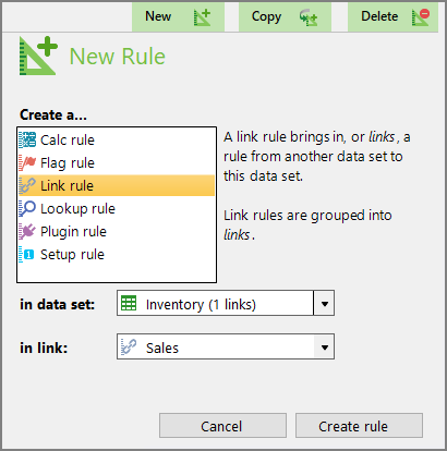 Select Link Rule Type