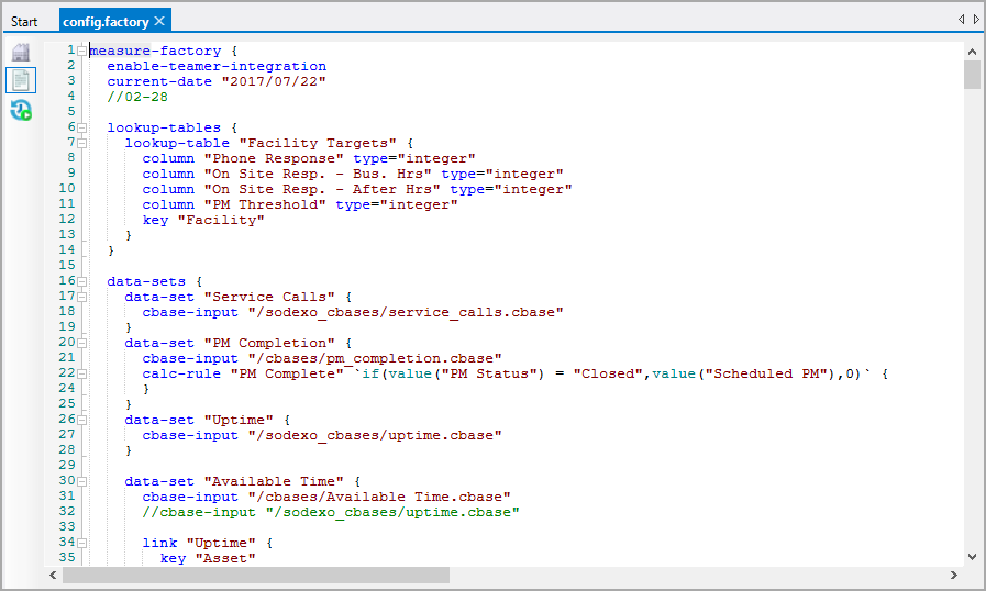 Configuration file in a text editor.
