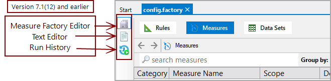 Measure Factory Editor view switcher.