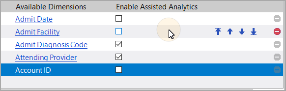 Sample available dimension list