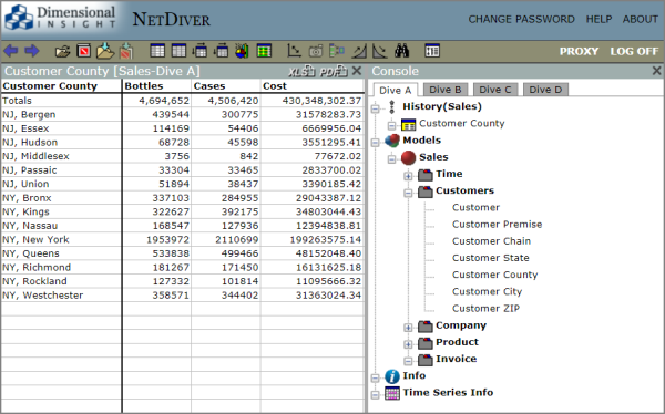 The NetDiver interface