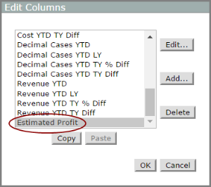 The Edit Columns dialog box.
