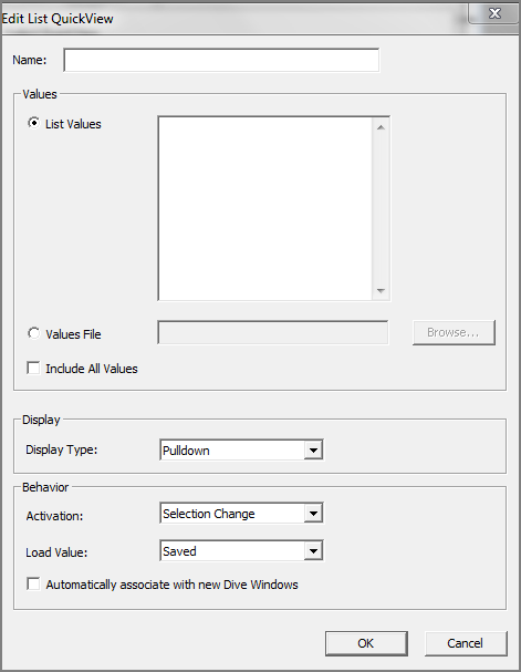 Edit List QuickView dialog box.