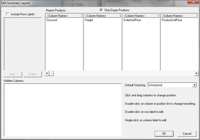 Edit Summary Layout dialog box.