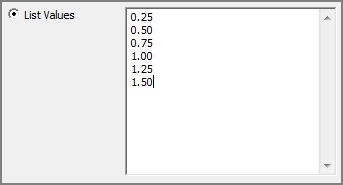 List Values box.