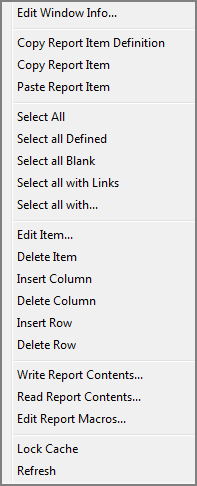 Graph context menu.