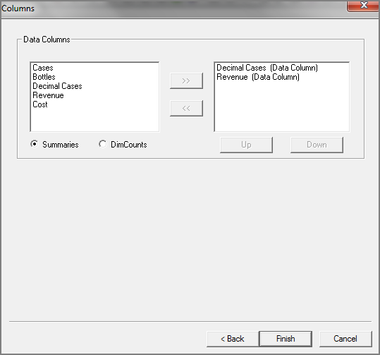 Columns dialog box.