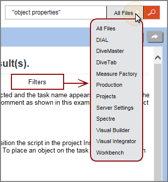 List of search filters. 