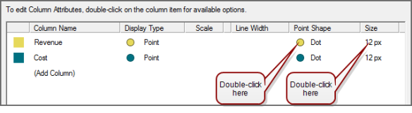 Point shape and size buttons.