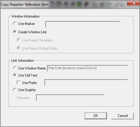 Copy reporter reference item dialog box.