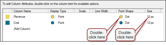 Point shape and size buttons.