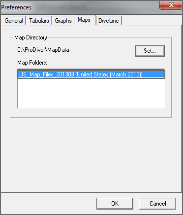 Preferences - Maps dialog box.