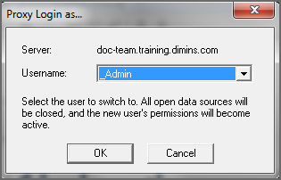 Proxy login as dialog box.