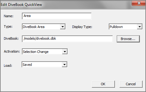 Edit DiveBook QuickView dialog box.