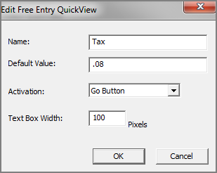 Edit Free Entry QuickView dialog box.