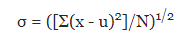 Population standard deviation formula.