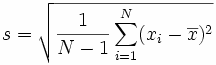 Sample standard deviation formula.