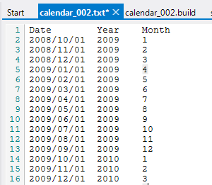 Portion of Sample Calendar Text File Portion of Sample Calendar Text File