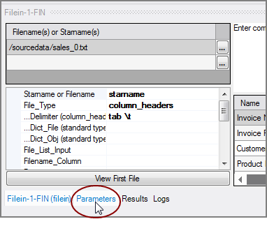 Select Parameters Link