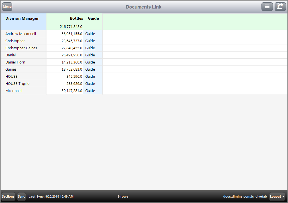 Example of a page with a document link.