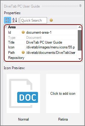 Document Area Properties